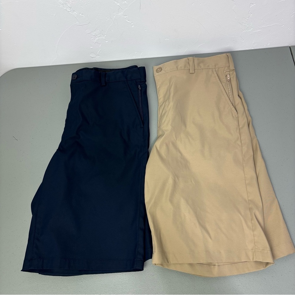 Lands' End Men's Shorts Lot of 2 Navy Khaki Tan Neutral Waist 33 Chino